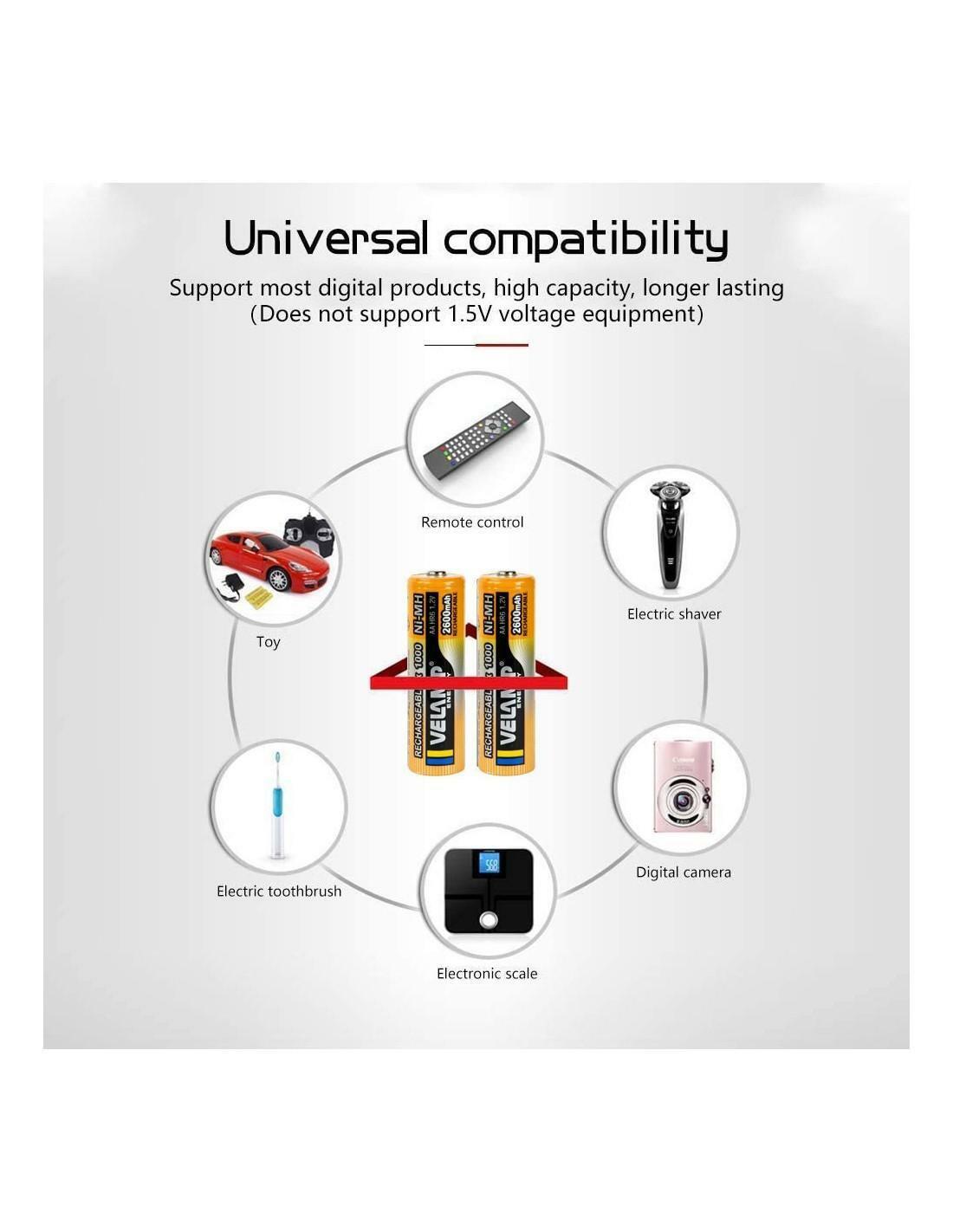 velamp batteria ministilo ricaricabile 1000ma ni mah 1,2v velamp 4pz - foto 3