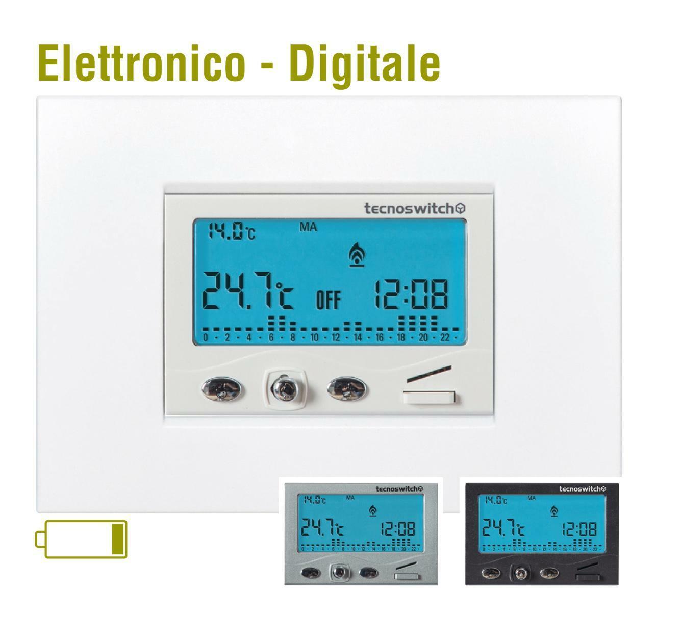 tecnoswitch cronotermostato a batterie digitale settimanale michelangelo da incasso antracite - foto 1