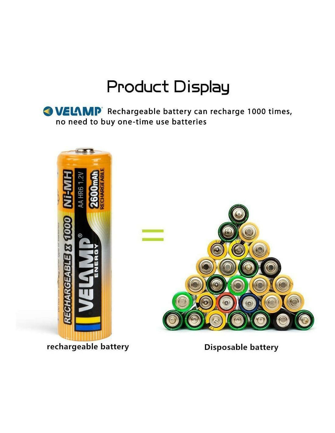 velamp batteria ricaricabile ni mah 1,2v stilo velamp 2pz - foto 3