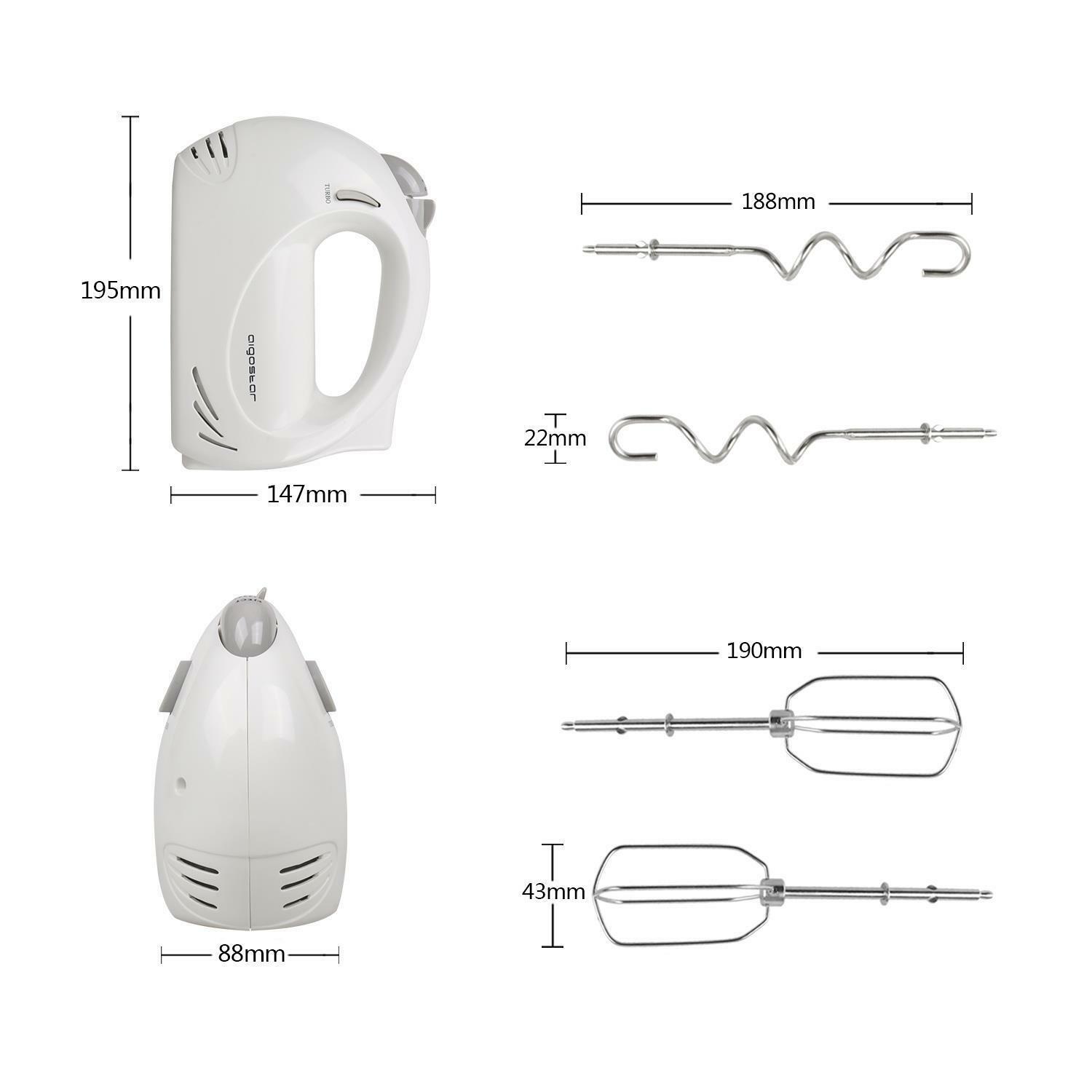 aigostar sbattitore elettrico 200w bianco con fruste - foto 4