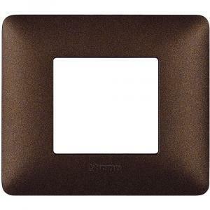 Placca 2 moduli marrone caffe' serie matix