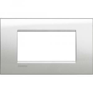 Placca 4 moduli argento lunare serie living light quadra