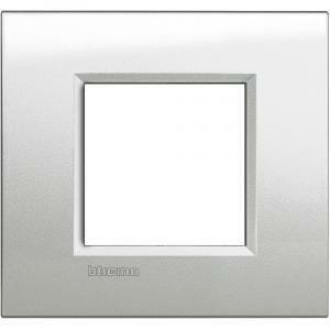 Placca 2 moduli argento lunare serie living light quadra