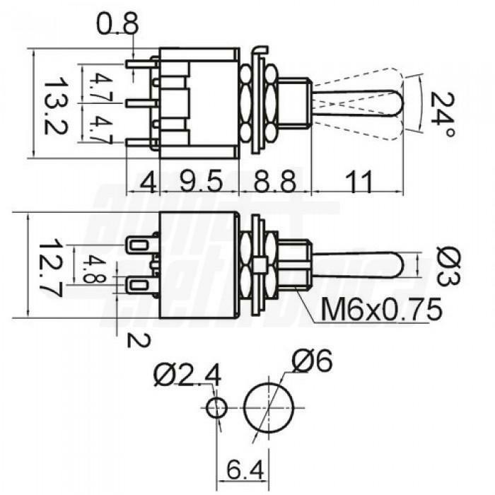 alpha elettronica mini deviatore bipolare a saldare on/off/on - foto 3