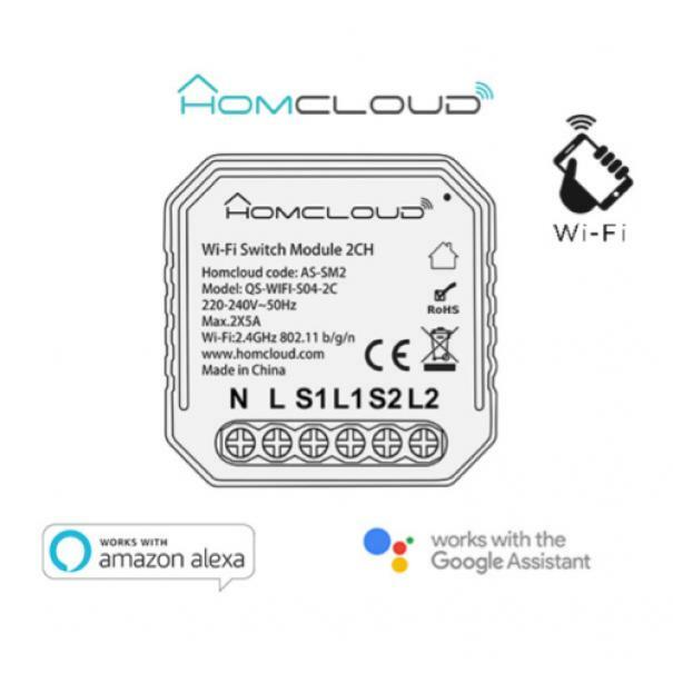 homecloud modulo interruttore intelligente wifi 2 canali da incasso - foto 1